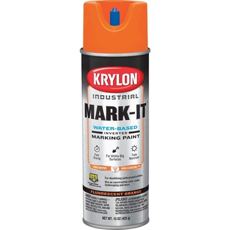Krylon Mark-It Industrial WB Fluorescent Orange Inverted Marking Paint 732008